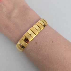 Vintage Gold Tone Flexible Link Bracelet Polished & Satin Finish