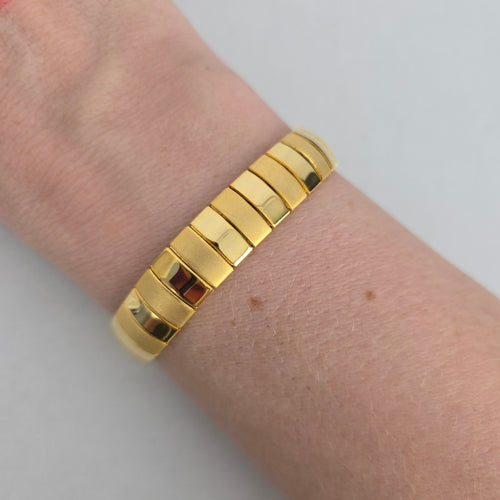 Vintage Gold Tone Flexible Link Bracelet Polished & Satin Finish
