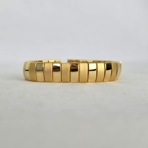 Vintage Gold Tone Flexible Link Bracelet Polished & Satin Finish