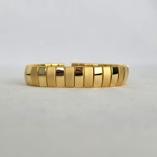 Vintage Gold Tone Flexible Link Bracelet Polished & Satin Finish