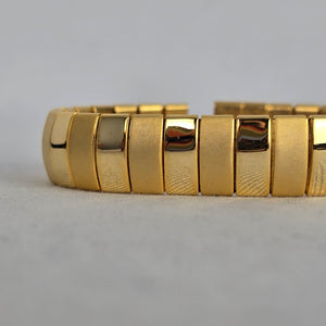 Vintage Gold Tone Flexible Link Bracelet Polished & Satin Finish