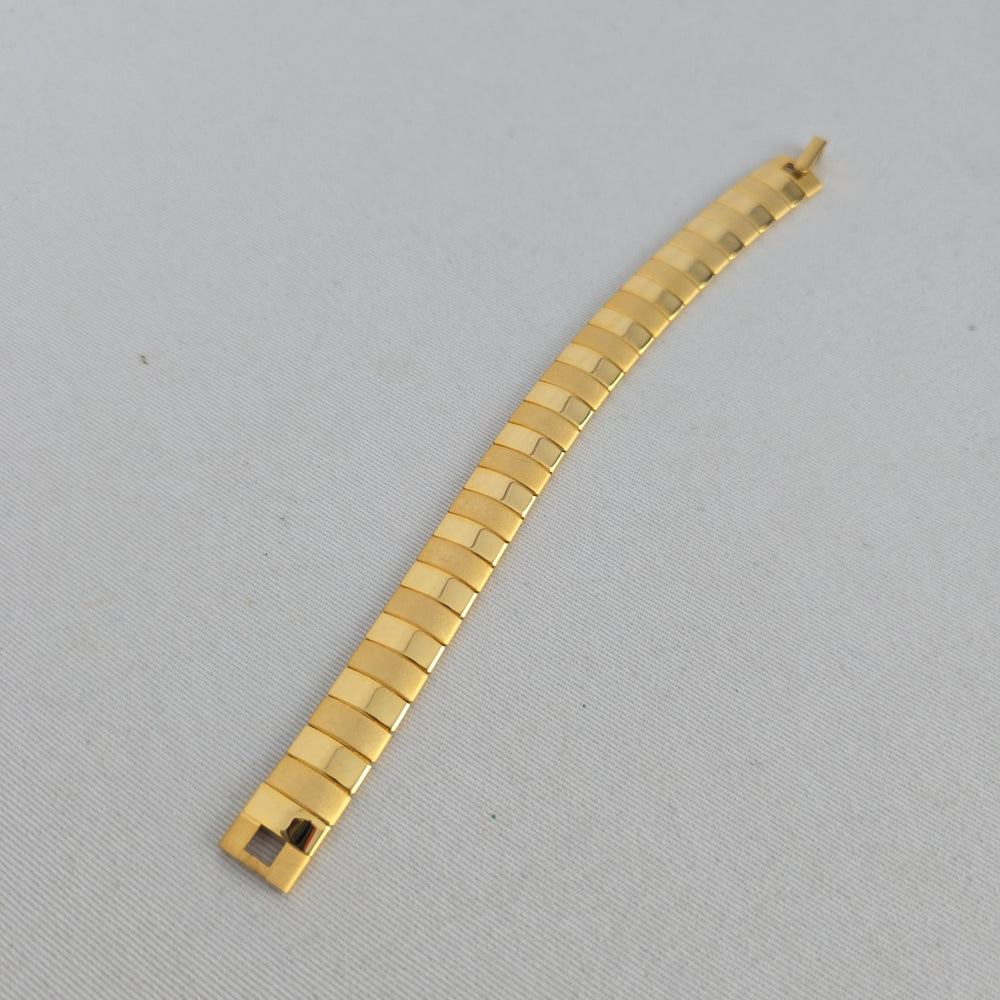 Vintage Gold Tone Flexible Link Bracelet Polished & Satin Finish