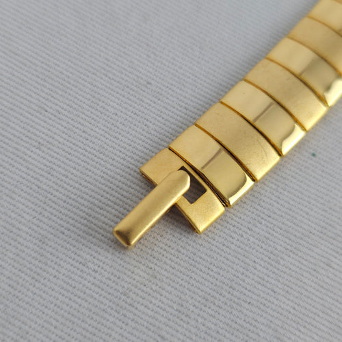 Vintage Gold Tone Flexible Link Bracelet Polished & Satin Finish