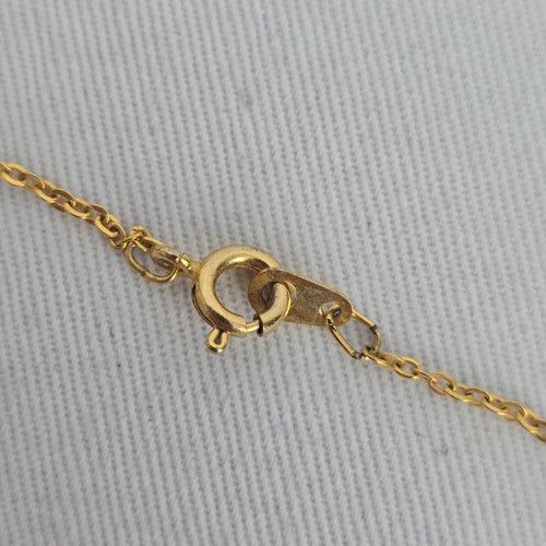 Vintage Gold Tone Floral Rhinestone Pendant Delicate Chain Necklace