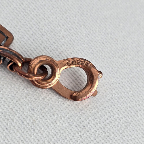 Vintage Copper Geometric Southwestern Style Oxidized Patina Link Bracelet