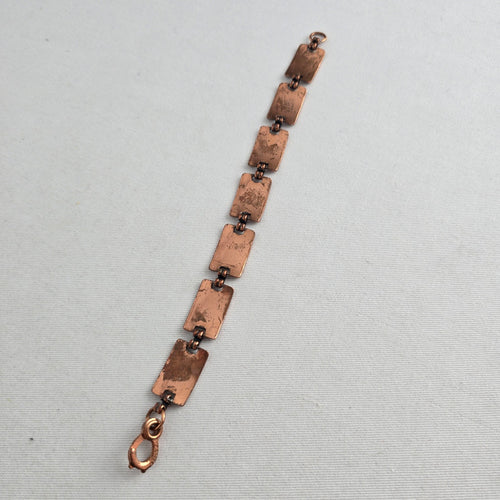 Vintage Copper Geometric Southwestern Style Oxidized Patina Link Bracelet