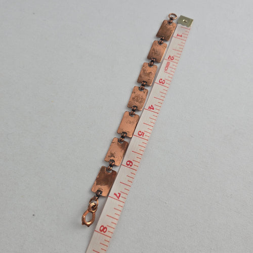 Vintage Copper Geometric Southwestern Style Oxidized Patina Link Bracelet