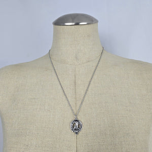 Vintage Silver Tone Scottish Heraldic Bird Crest Pendant Necklace