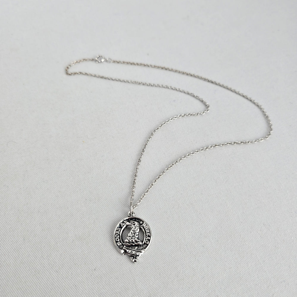 Vintage Silver Tone Scottish Heraldic Bird Crest Pendant Necklace