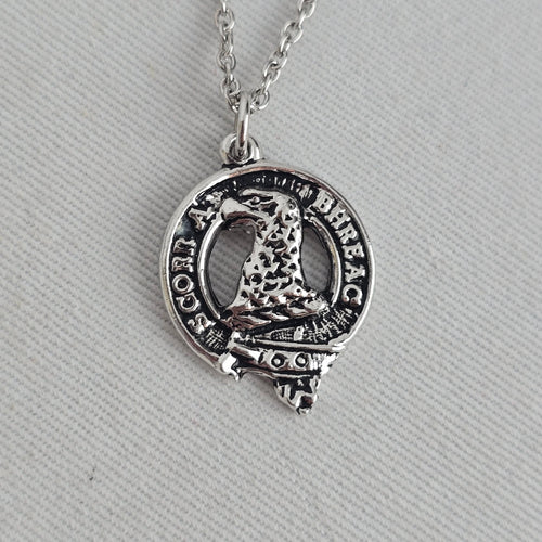 Vintage Silver Tone Scottish Heraldic Bird Crest Pendant Necklace