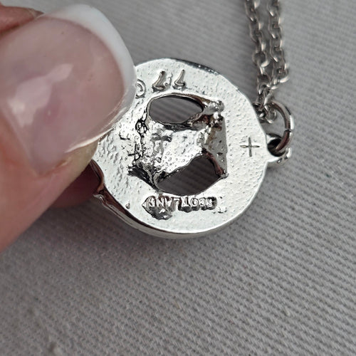 Vintage Silver Tone Scottish Heraldic Bird Crest Pendant Necklace
