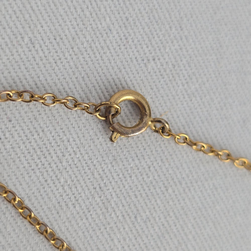 Vintage Pink Rose Quartz Heart Pendant Gold Tone Rhinestone Accent Necklace