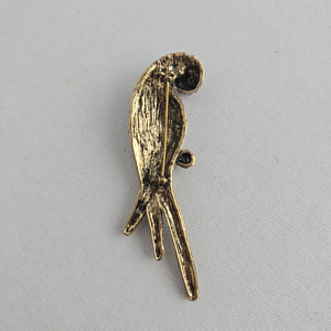 Vintage Rhinestone Parrot Bird Brooch Gold Tone Pink & Clear Crystal Pin