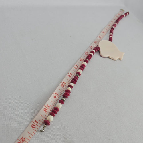 Karla Jordan Pink Beaded Mother of Pearl Silhouette Pendant Statement Necklace