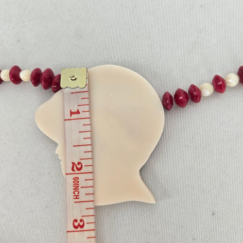 Karla Jordan Pink Beaded Mother of Pearl Silhouette Pendant Statement Necklace