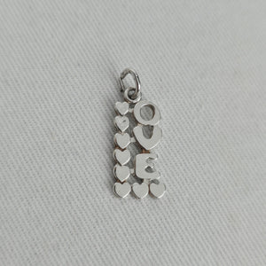 Vintage Sterling Silver LOVE Hearts Pendant Bracelet Charm
