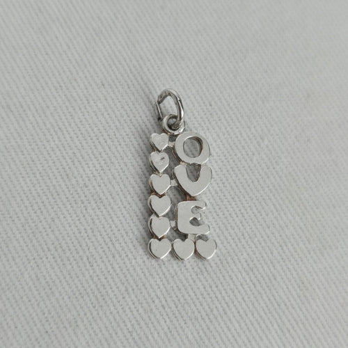Vintage Sterling Silver LOVE Hearts Pendant Bracelet Charm