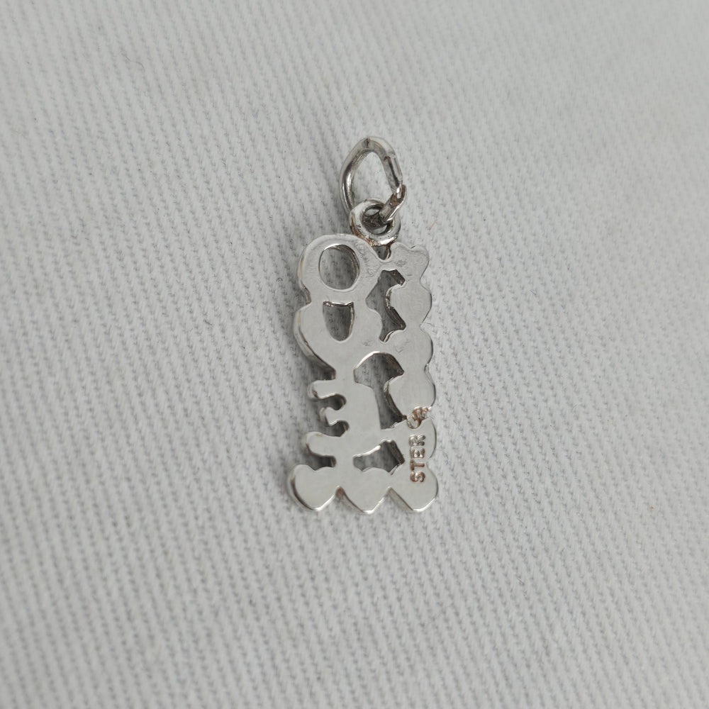 Vintage Sterling Silver LOVE Hearts Pendant Bracelet Charm