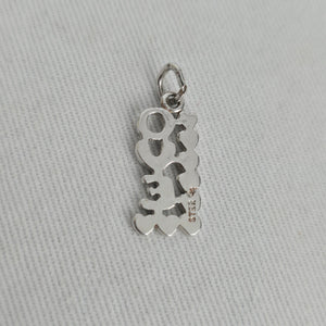 Vintage Sterling Silver LOVE Hearts Pendant Bracelet Charm