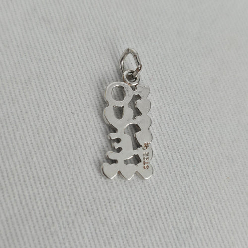 Vintage Sterling Silver LOVE Hearts Pendant Bracelet Charm