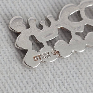 Vintage Sterling Silver LOVE Hearts Pendant Bracelet Charm
