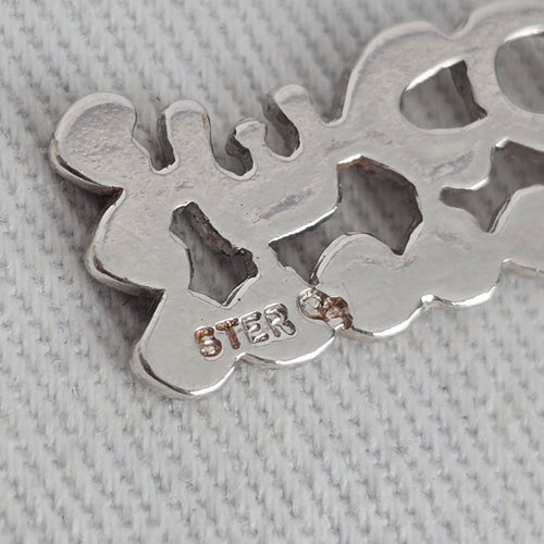 Vintage Sterling Silver LOVE Hearts Pendant Bracelet Charm