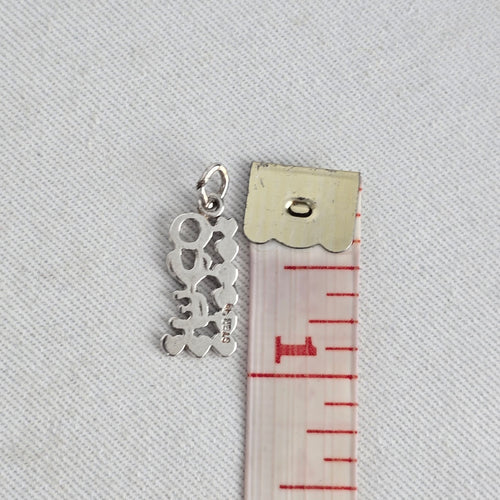 Vintage Sterling Silver LOVE Hearts Pendant Bracelet Charm