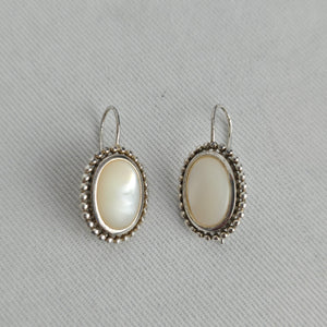 925 Sterling Silver Mother of Pearl Oval Drop Earrings