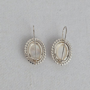 925 Sterling Silver Mother of Pearl Oval Drop Earrings