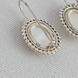 925 Sterling Silver Mother of Pearl Oval Drop Earrings