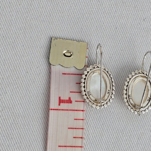 925 Sterling Silver Mother of Pearl Oval Drop Earrings