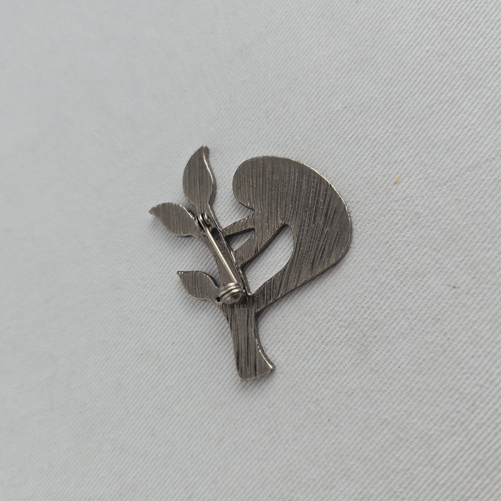 Enamel Sloth Hanging from Tree Branch Brooch Pin