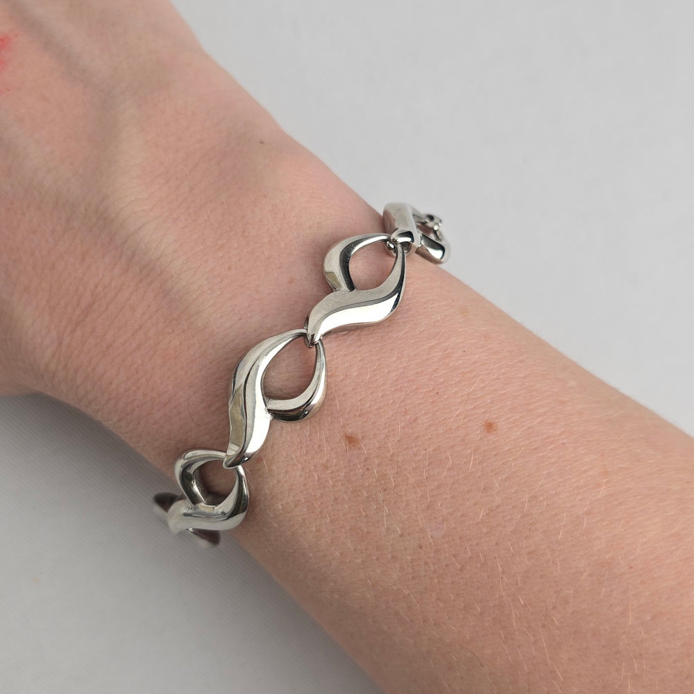 Chisel Stainless Steel Silver Tone Infinity Link Toggle Bracelet