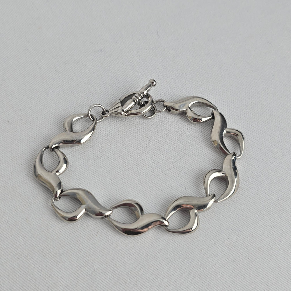 Chisel Stainless Steel Silver Tone Infinity Link Toggle Bracelet