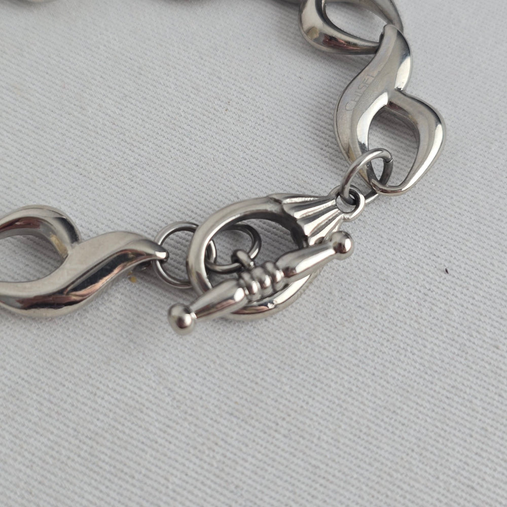 Chisel Stainless Steel Silver Tone Infinity Link Toggle Bracelet