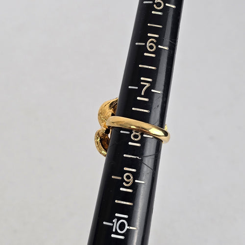 Vintage Ivana Trump Blue Crystal Gold-Tone Statement Cocktail Ring Size 8
