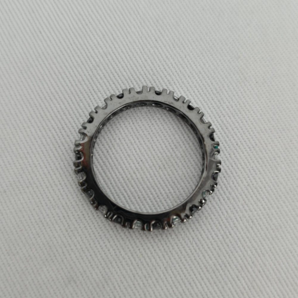 Black and Clear Alternating Stone Eternity Band Ring Dark Metal