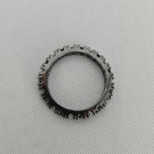 Black and Clear Alternating Stone Eternity Band Ring Dark Metal