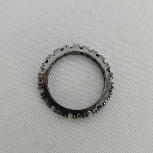 Black and Clear Alternating Stone Eternity Band Ring Dark Metal
