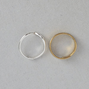 Pilgrim Silver V and Gold Ribbed Wrap Ring Set Adjustable