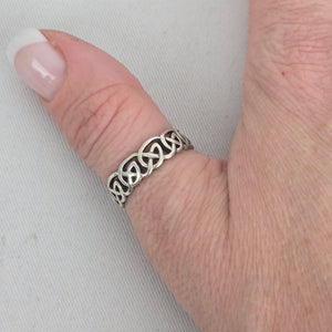 925 Sterling Silver Celtic Knot Openwork Band Ring Size 9