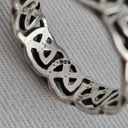 925 Sterling Silver Celtic Knot Openwork Band Ring Size 9