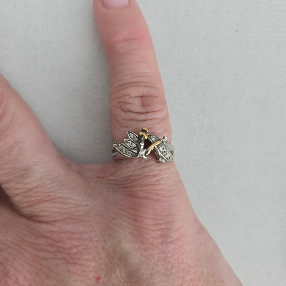 Disney Tinker Bell "Believe" Ring 925 Sterling Silver BGE Bradford Exchange Size 5.5
