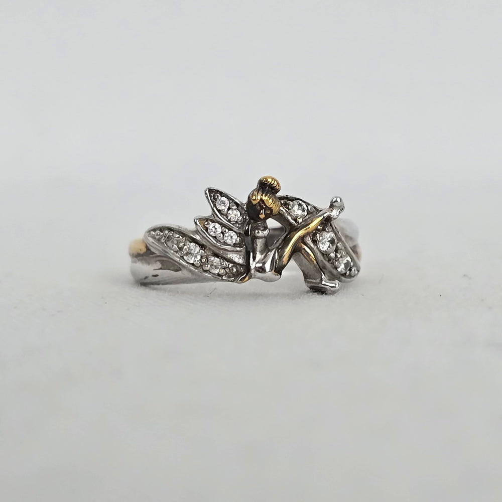 Disney Tinker Bell "Believe" Ring 925 Sterling Silver BGE Bradford Exchange Size 5.5