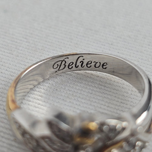 Disney Tinker Bell "Believe" Ring 925 Sterling Silver BGE Bradford Exchange Size 5.5