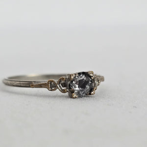 Vintage Art Deco Style Clear Stone Costume Ring with Engraved Band  Size 7