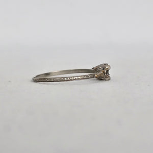 Vintage Art Deco Style Clear Stone Costume Ring with Engraved Band  Size 7