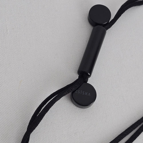 Zsiska Black Red Orange Abstract Statement Pendant Adjustable Cord Necklace
