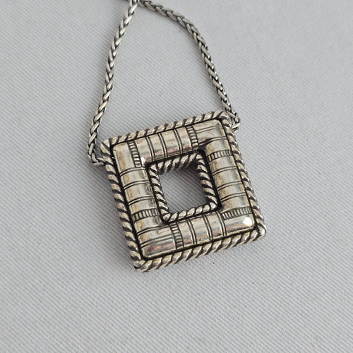 Brighton Silver Tone Multicolor Enamel Square Pendant Reversible Necklace