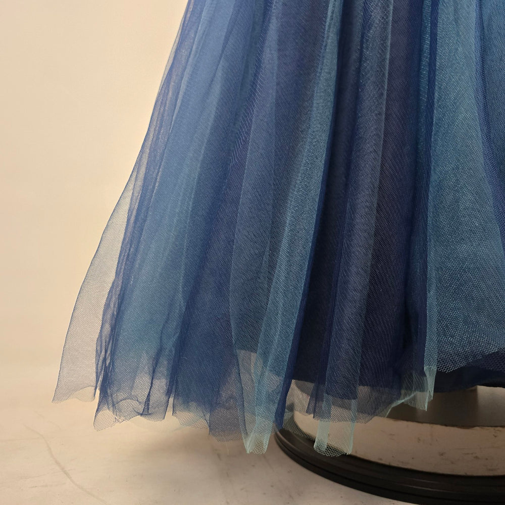 Alyce Paris Navy Blue Iridescent Sequin Tulle Prom Ball Gown Dress - Size 4